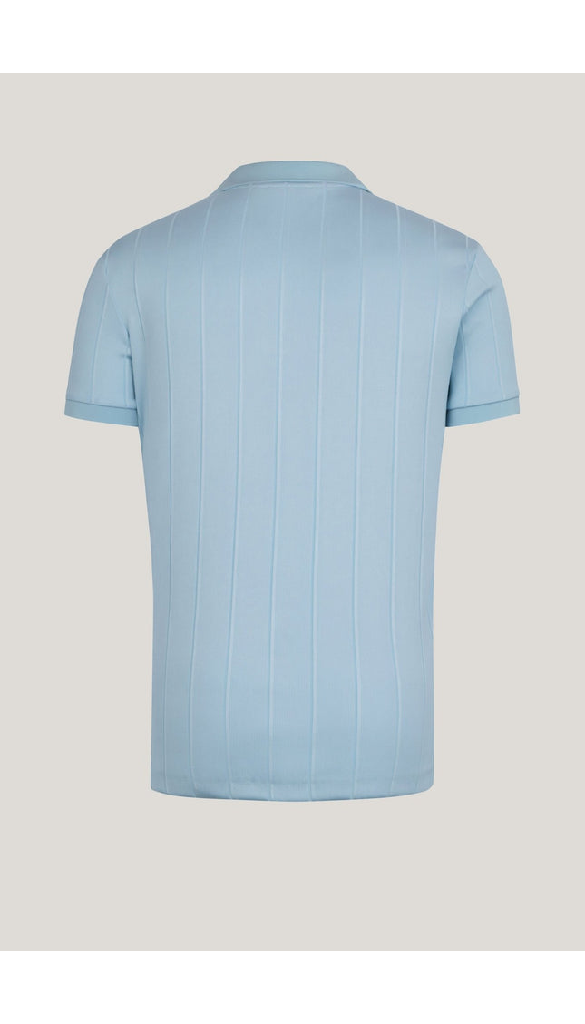 Fine Ribbed Polo Shirt - Blue - Ron Tomson