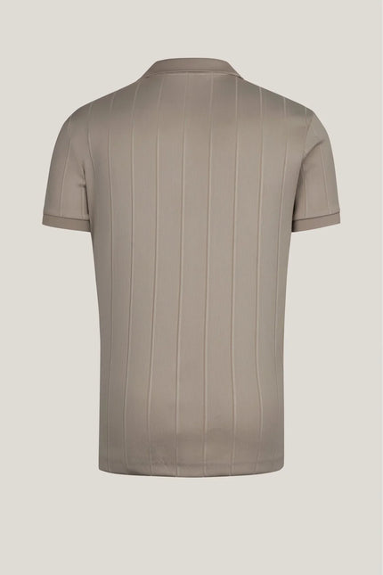Fine Ribbed Polo Shirt - Dark Beige - Ron Tomson