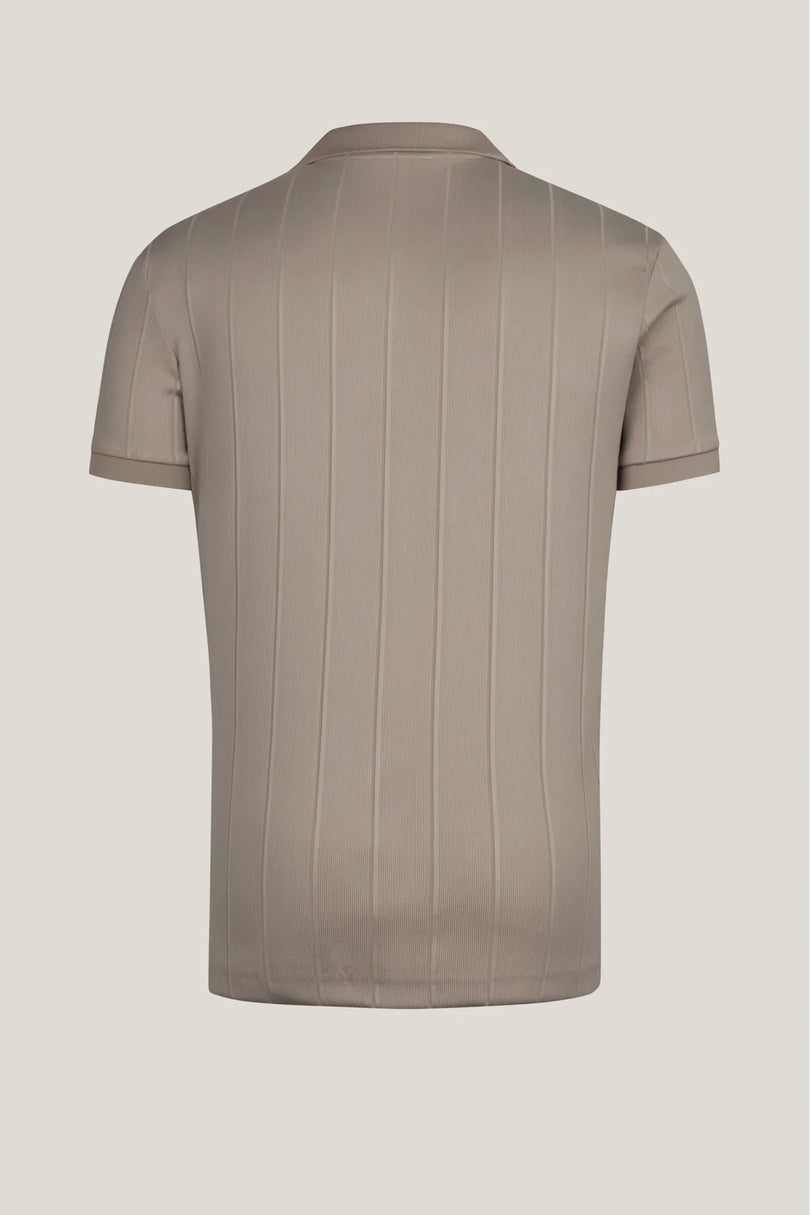 Fine Ribbed Polo Shirt - Dark Beige - Ron Tomson