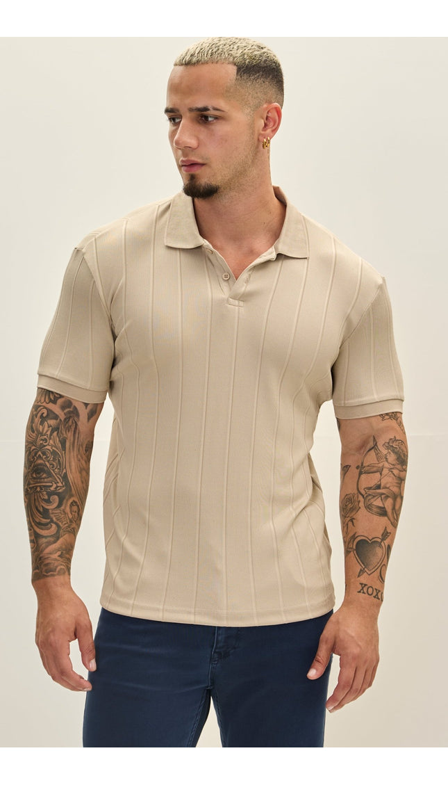 Fine Ribbed Polo Shirt - Grey - Ron Tomson