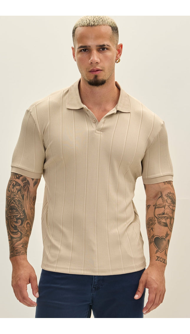 Fine Ribbed Polo Shirt - Grey - Ron Tomson