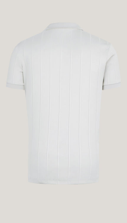 Fine Ribbed Polo Shirt - Off White - Ron Tomson