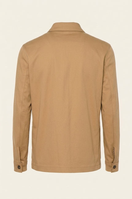 Fitted Canvas Jacket - Beige - Back
