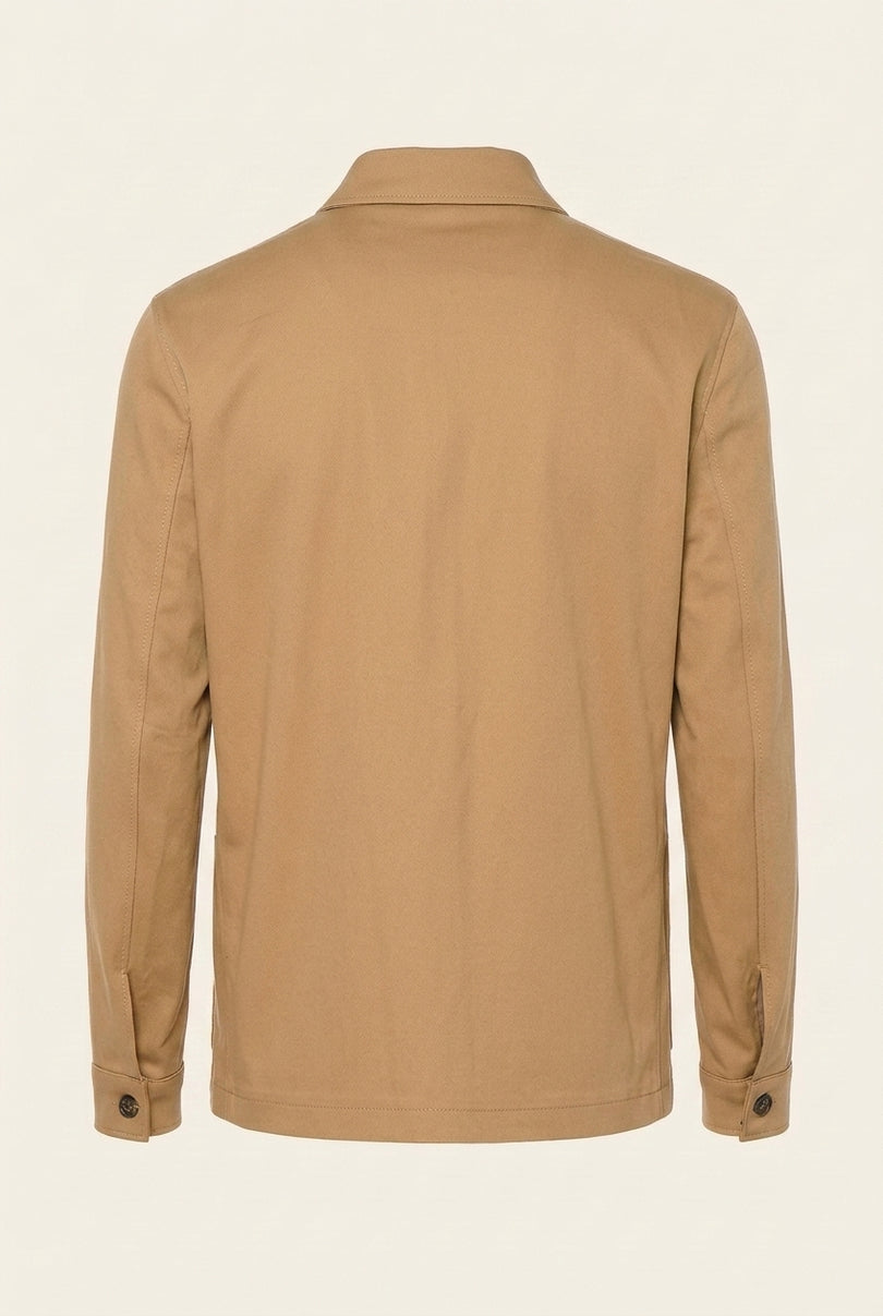 Fitted Canvas Jacket - Beige - Back