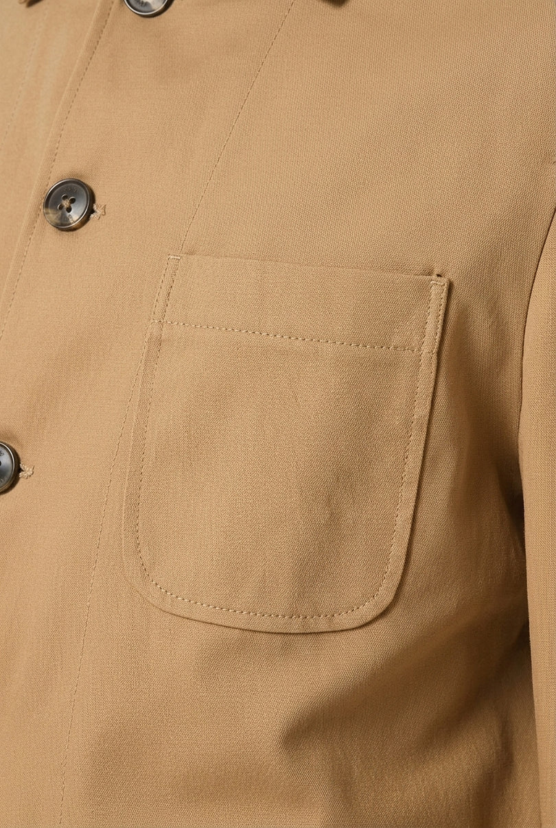 Fitted Canvas Jacket - Beige - Detail