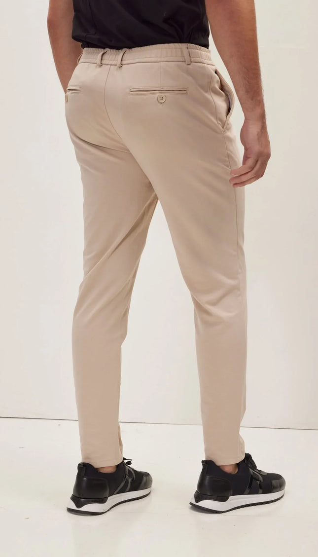 Fitted Casual Everyday Pants - Beige - Ron Tomson