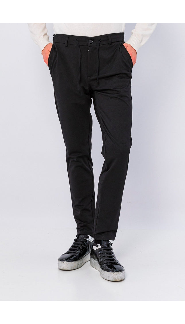 Fitted Casual Everyday Pants - Black - Ron Tomson