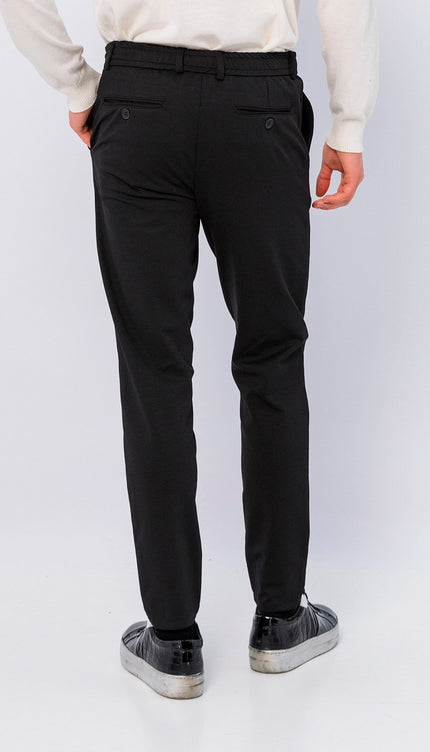 Fitted Casual Everyday Pants - Black - Ron Tomson