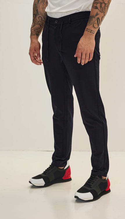 Fitted Casual Everyday Pants - Navy - Ron Tomson