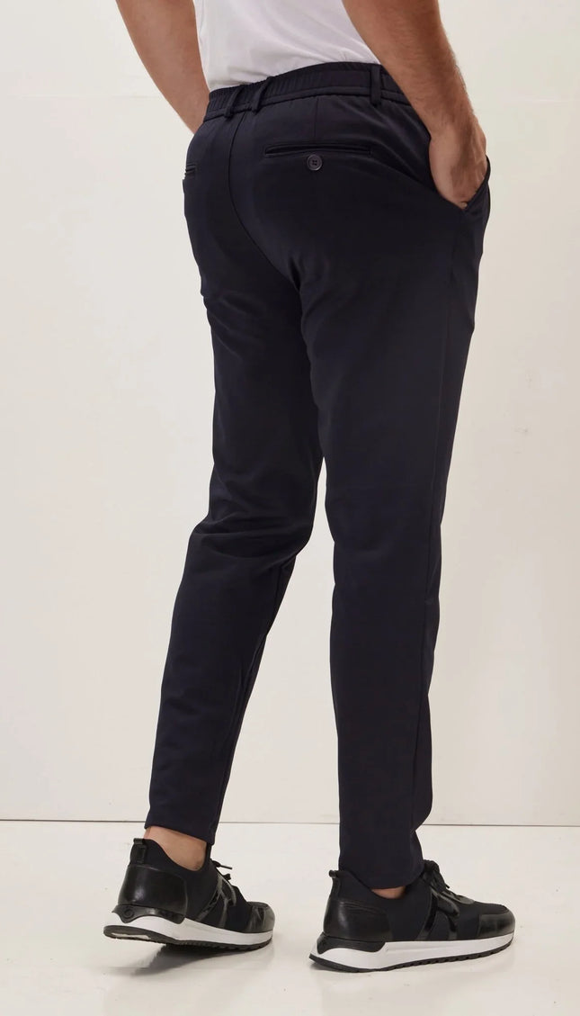 Fitted Casual Everyday Pants - Navy - Ron Tomson