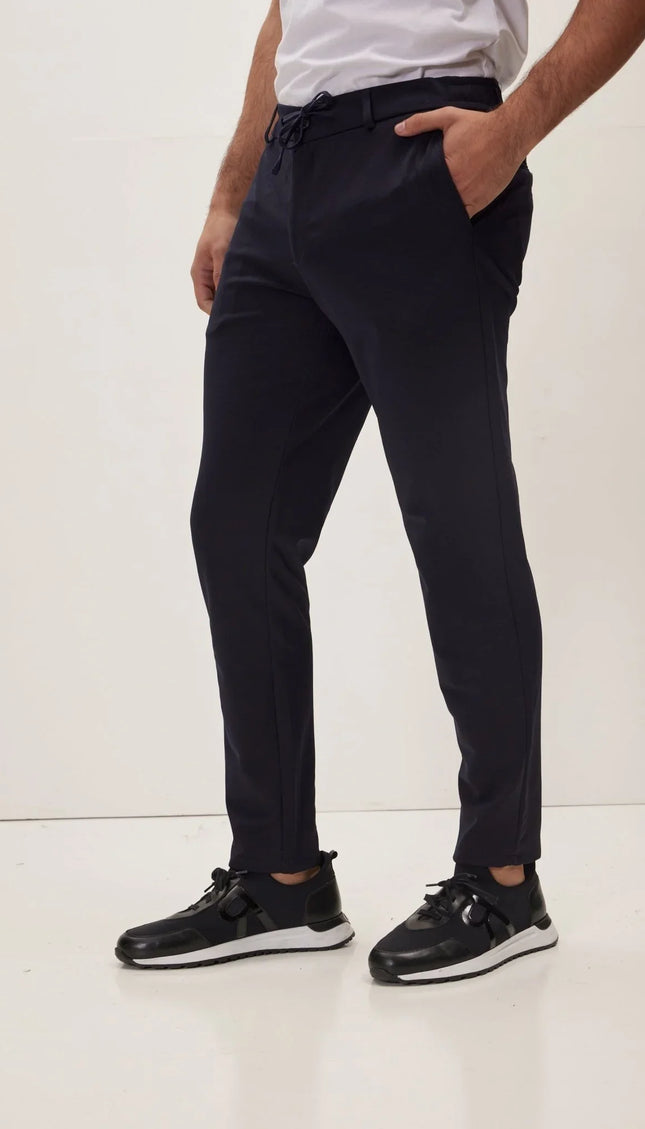 Fitted Casual Everyday Pants - Navy - Ron Tomson