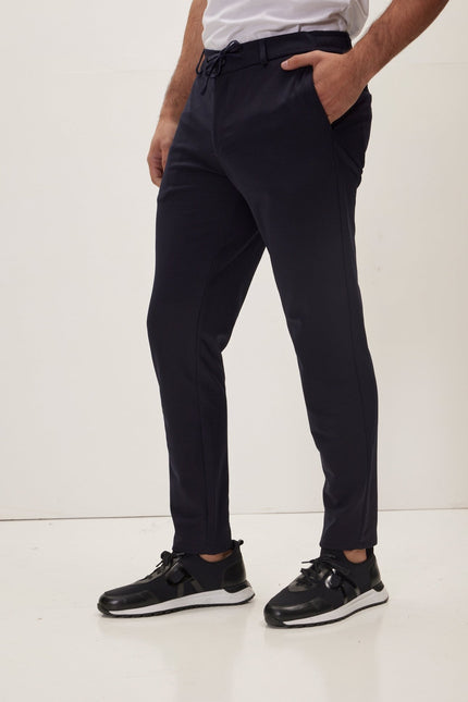 Fitted Casual Everyday Pants - Navy - Ron Tomson