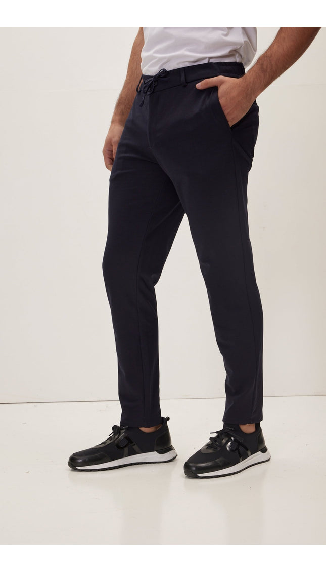 Fitted Casual Everyday Pants - Navy - Ron Tomson