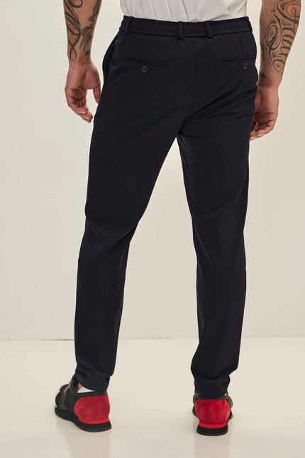 Fitted Casual Everyday Pants - Navy - Ron Tomson