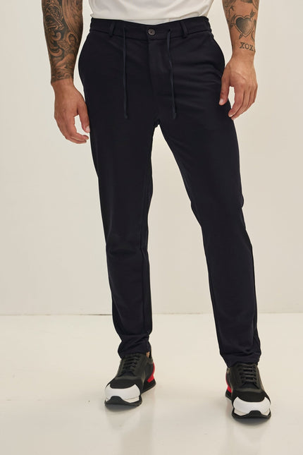 Fitted Casual Everyday Pants - Navy - Ron Tomson