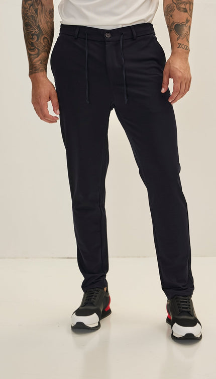 Fitted Casual Everyday Pants - Navy - Ron Tomson