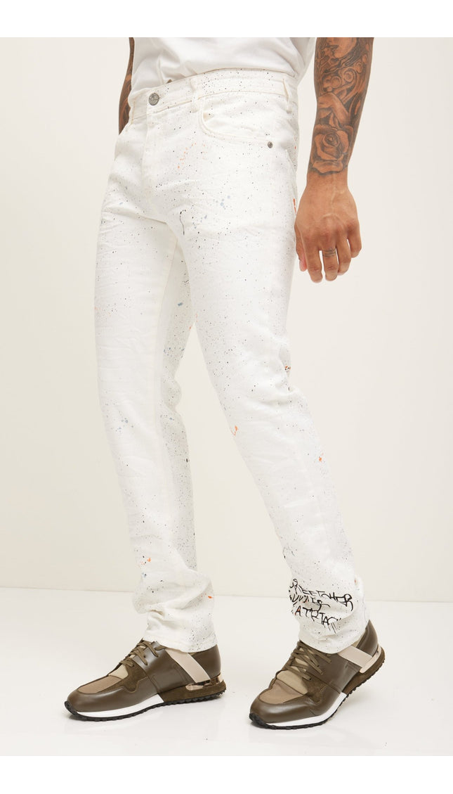 Fitted Cotton J Downer Denim - White - Ron Tomson