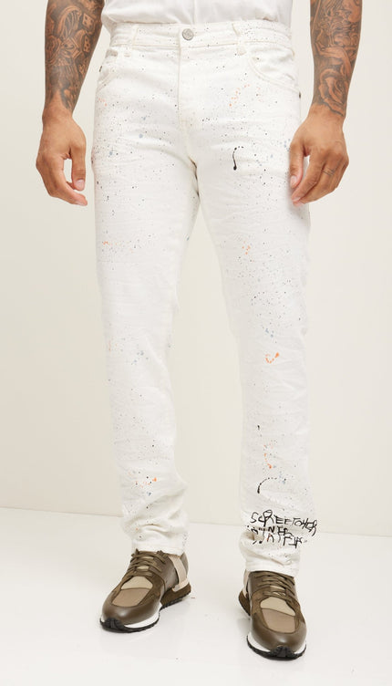 Fitted Cotton J Downer Denim - White - Ron Tomson
