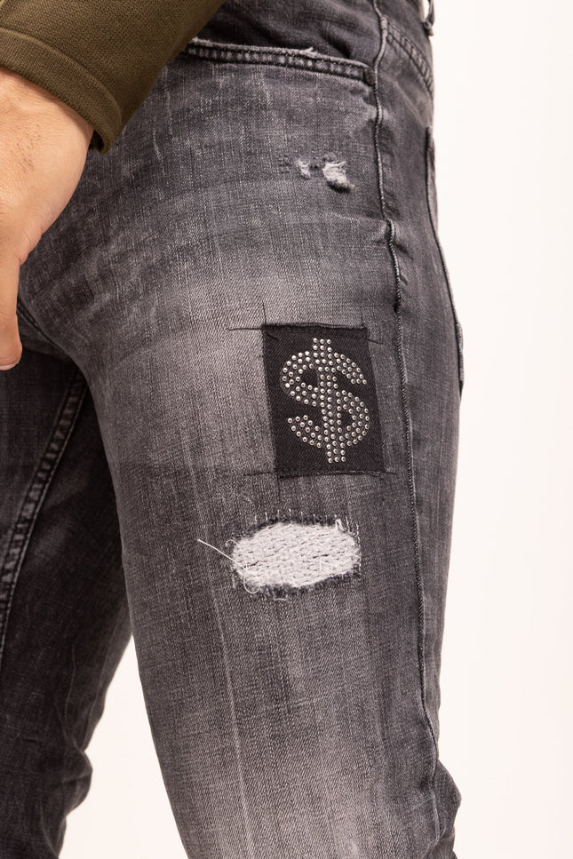 Fitted Cotton Money Jeans - Black - Ron Tomson