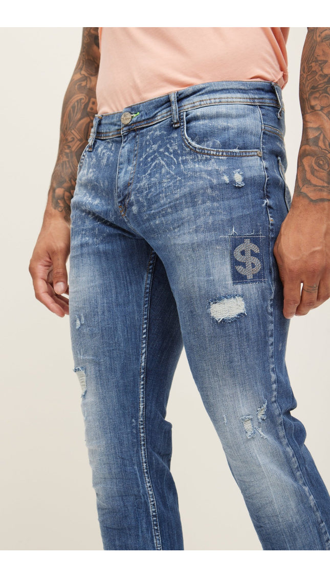 Fitted Cotton Money Jeans - Indigo - Ron Tomson