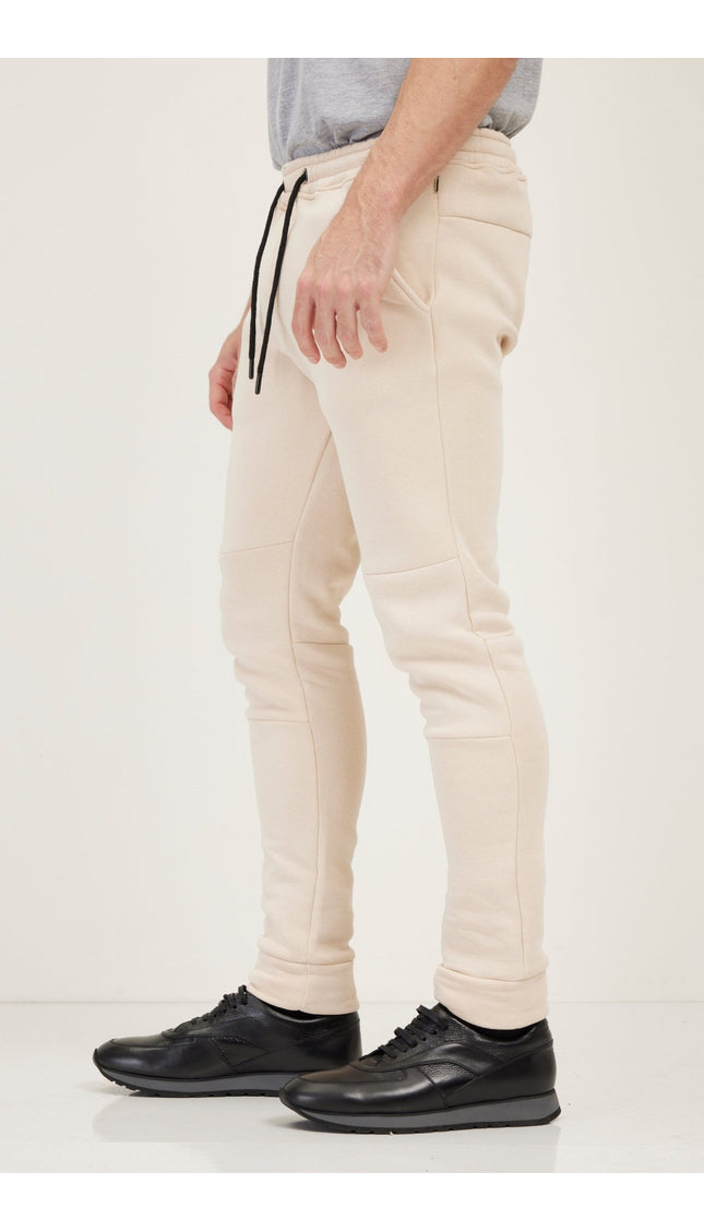 Fitted Drawstring Sweatpants - Stone - Ron Tomson
