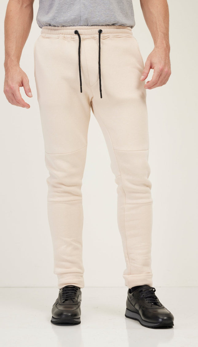 Fitted Drawstring Sweatpants - Stone - Ron Tomson