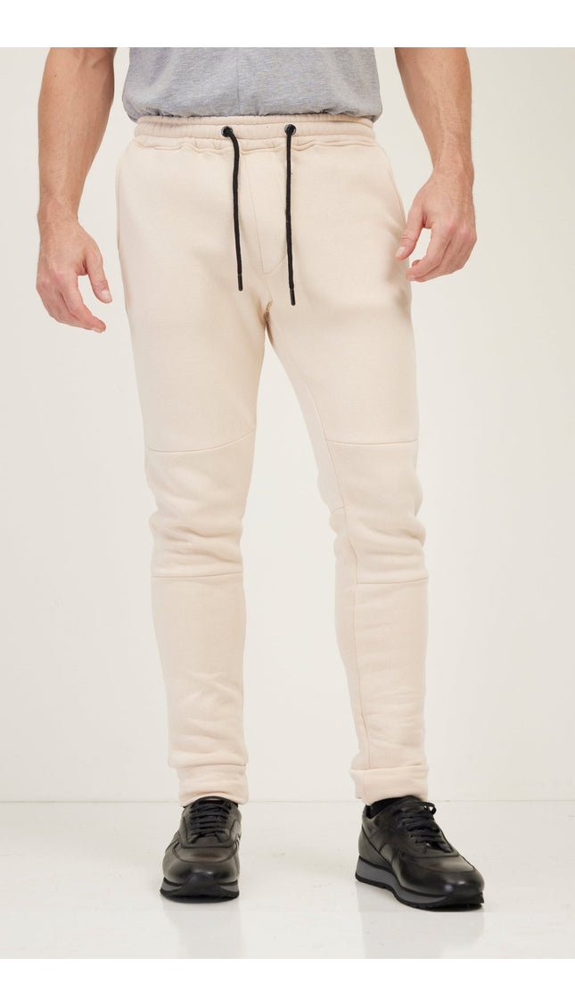 Fitted Drawstring Sweatpants - Stone - Ron Tomson