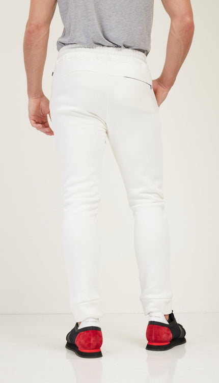Fitted Drawstring Sweatpants - White - Ron Tomson