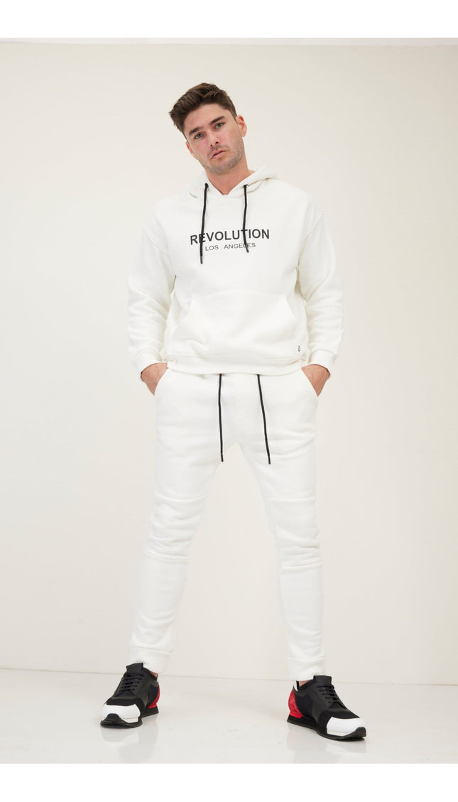 Fitted Drawstring Sweatpants - White - Ron Tomson