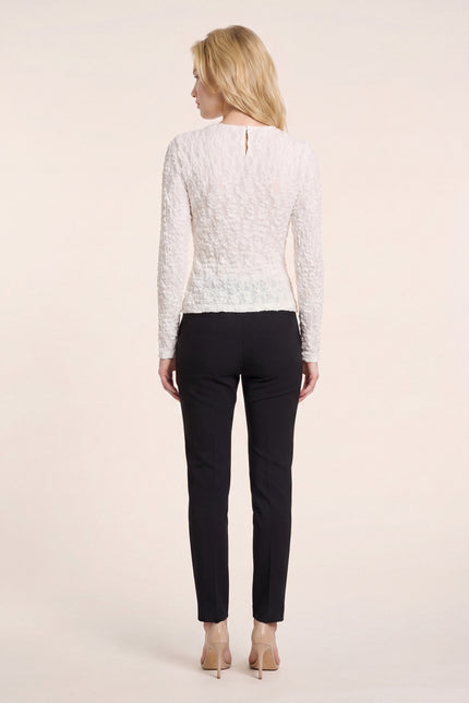 Fitted Floral Lace Top - White - back view