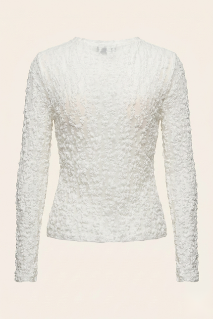 Fitted Floral Lace Shirt White - Back