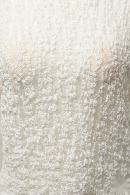 Fitted Floral Lace Shirt White - Fabric Detail