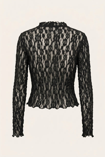 Fitted Lace Shirt - Black - Back