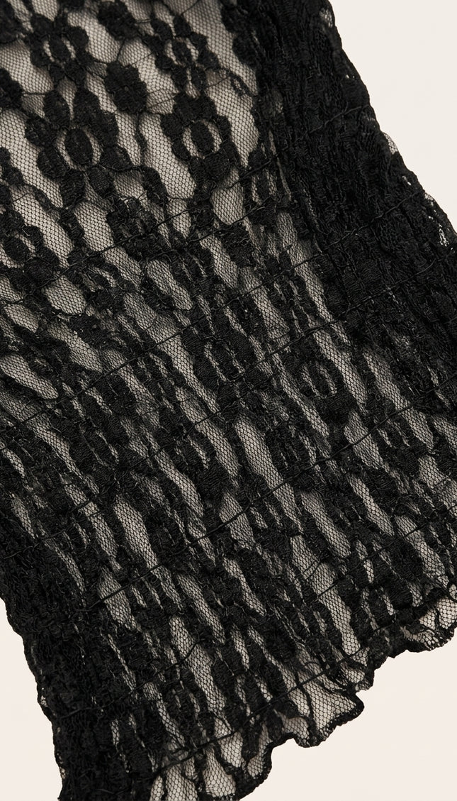 Fitted Lace Shirt - Black - Detail