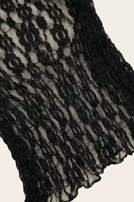 Fitted Lace Shirt - Black - Detail
