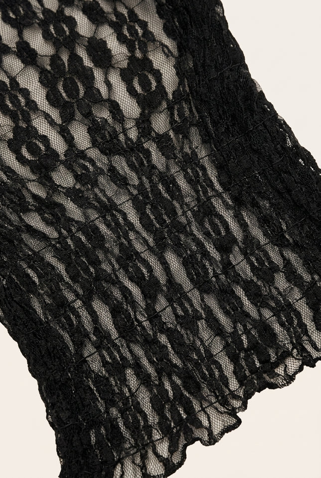 Fitted Lace Shirt - Black - Detail