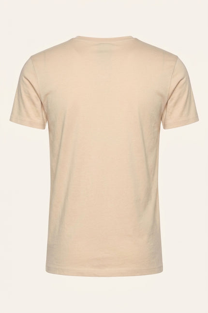 Fitted Lightweight Crew-Neck T-Shirt - Beige - Back