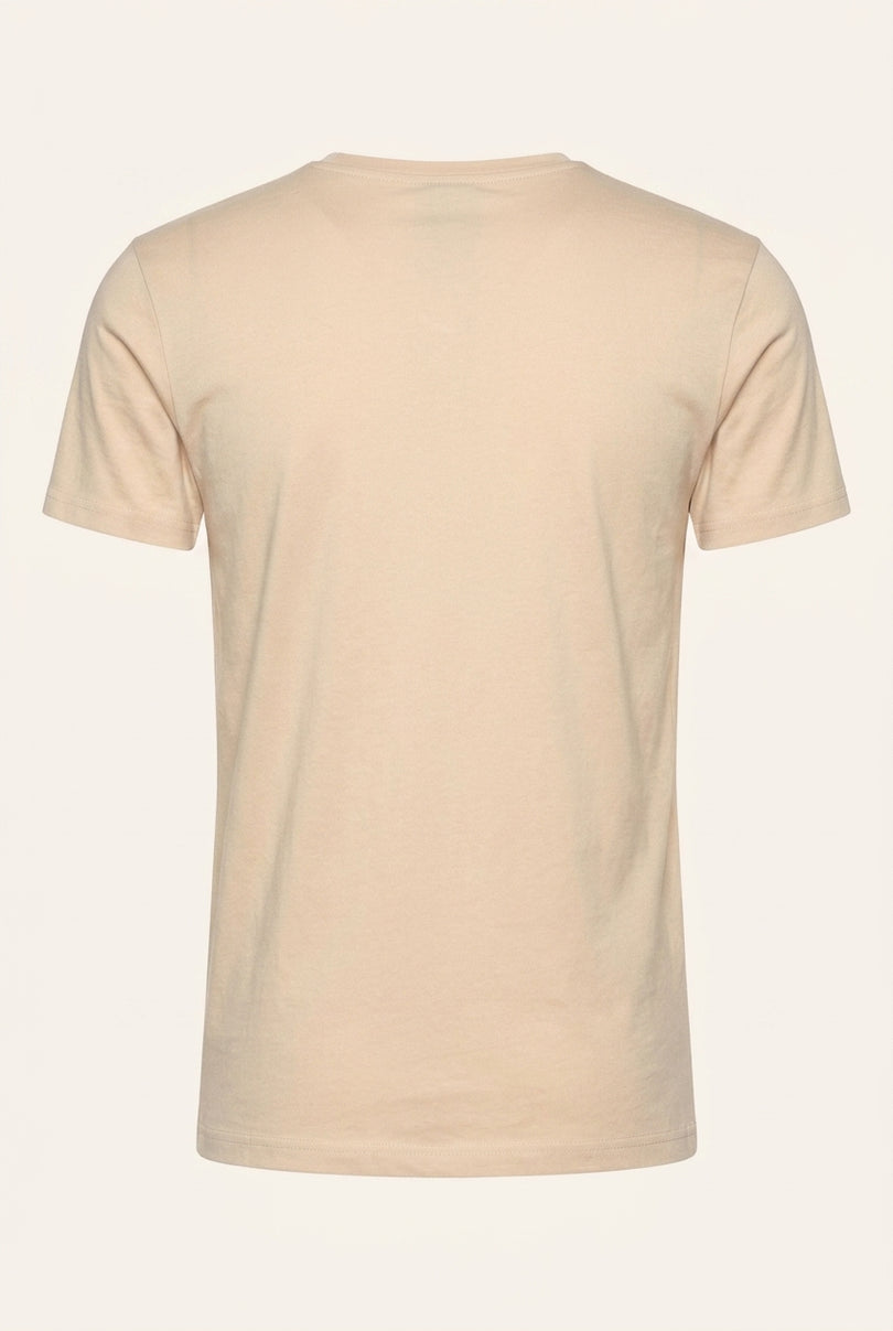 Fitted Lightweight Crew-Neck T-Shirt - Beige - Back