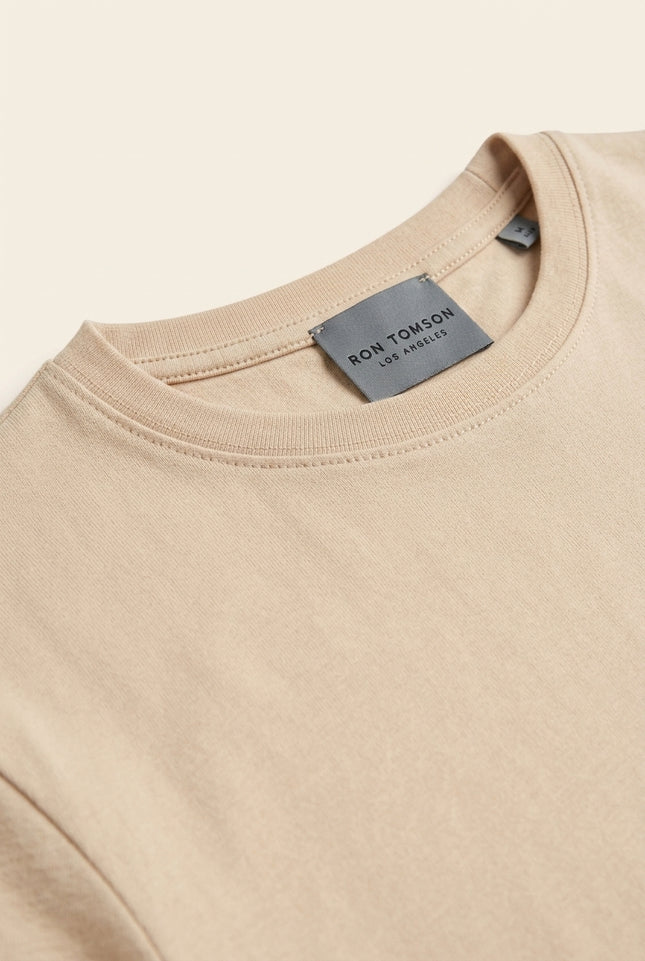 Fitted Lightweight Crew-Neck T-Shirt - Beige - Detail