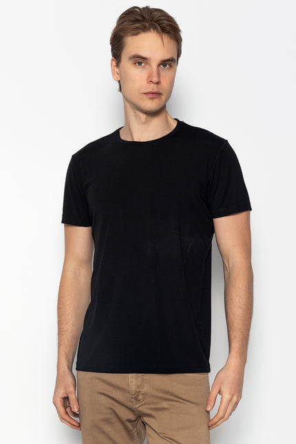 Fitted Lightweight Crew - Neck T-Shirt - Black - Ron Tomson