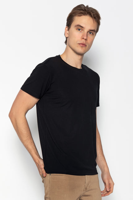 Fitted Lightweight Crew - Neck T-Shirt - Black - Ron Tomson