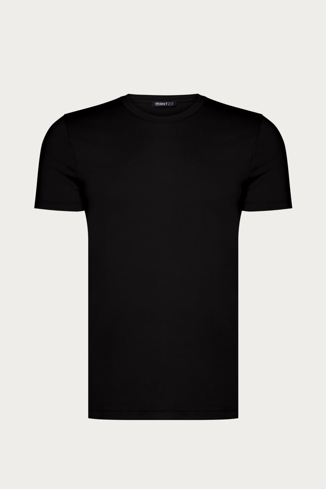 Fitted Lightweight Crew - Neck T-Shirt - Black - Ron Tomson