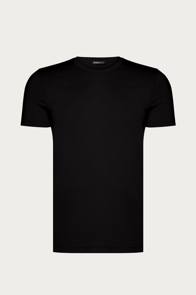 Fitted Lightweight Crew - Neck T-Shirt - Black - Ron Tomson