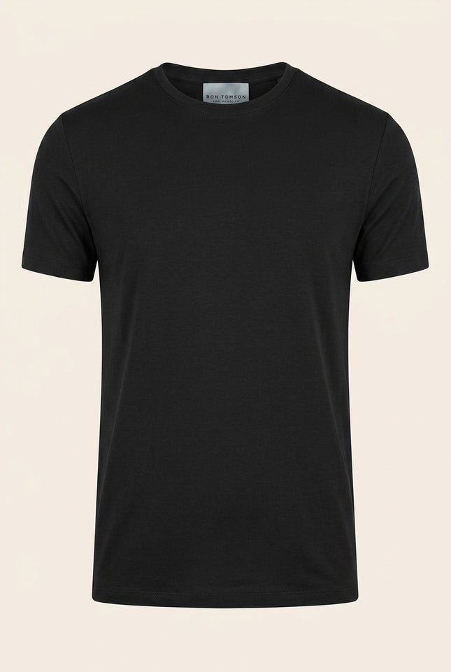 Fitted Lightweight Crew-Neck T-Shirt - Black - Front