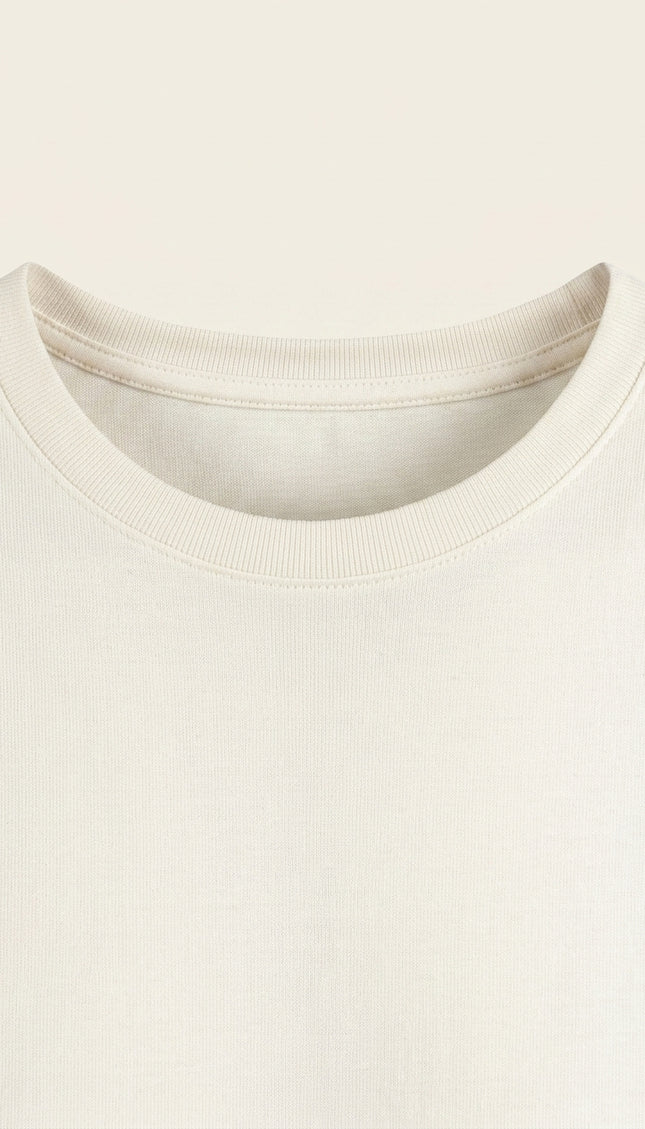 Fitted Lightweight Crew-Neck T-Shirt - Off-White - Detail