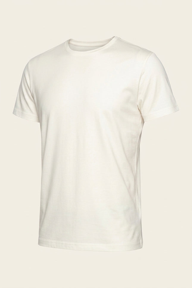 Fitted Lightweight Crew-Neck T-Shirt - Off-White - Front