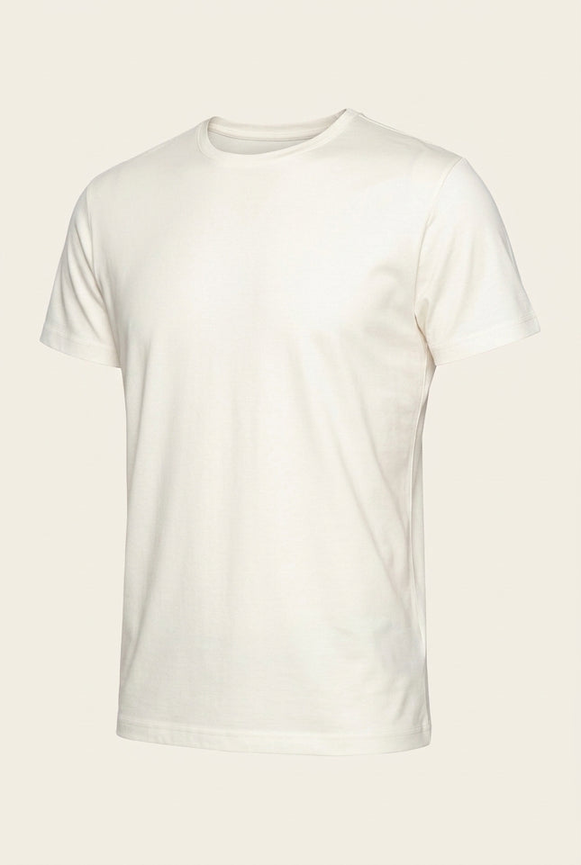 Fitted Lightweight Crew-Neck T-Shirt - Off-White - Front
