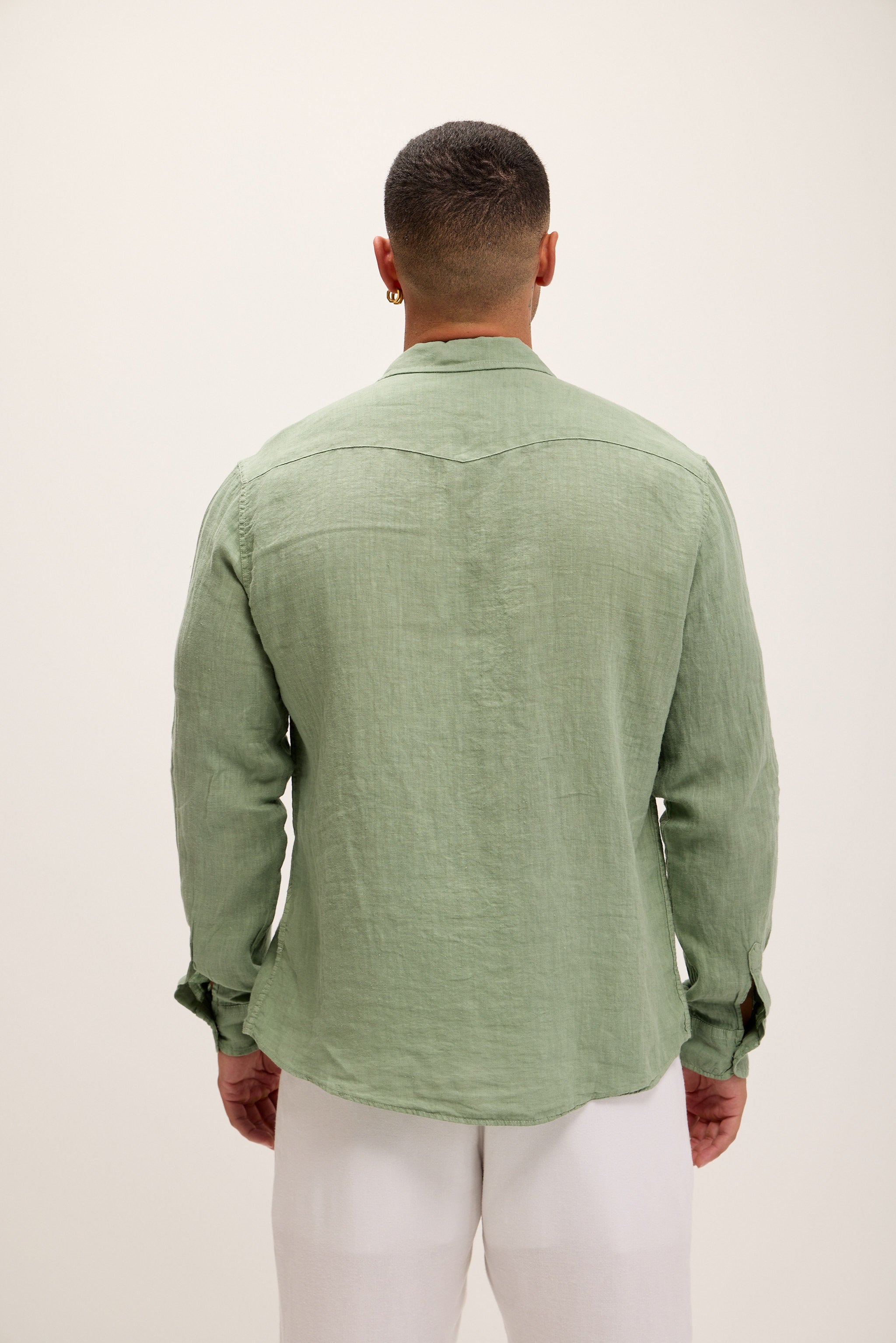 Men's Fitted Western Linen Shirt - Light Green | Ron Tomson Light Green / S (36 US) Men's Fitted Western Linen Shirt - Light Green | Ron Tomson Light Green / S (36 US)