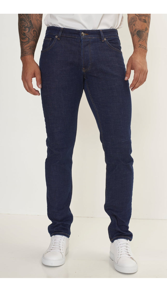 Fitted Tapered Jeans - Blue - Ron Tomson