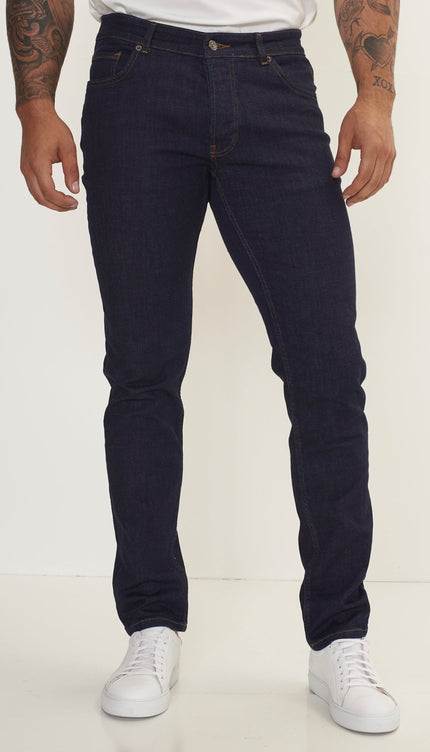 Fitted Tapered Jeans - Navy - Ron Tomson